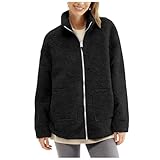 Umstandsjacke mit Babyeinsatz Warm Teddy Fleecejacke Umstands Baumwolljacke Winter Umstandsmode 2 in 1 Tragejacke mit Taschen Winterjacke Flauschig Teddyfleece Plüschjacke