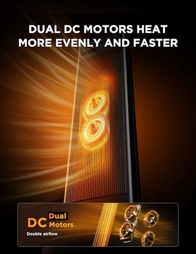 Midea MTH201ERB Electric Heater, 2000W Ceramic Space Heater with Thermostat and Remote Control, 23 Inch, 3 Modes 24H Timer, Overheat & Tip Over Protection, Instant Heat for Office Bedroom Home