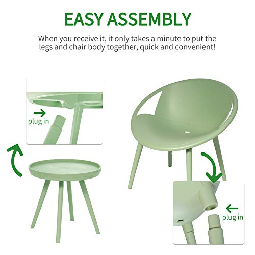 3 Piece Outdoor Patio Furniture Set - Modern chairs Plastic Heavy-Duty Waterproof No Rust Chairs Coffee Table Balcony Front Porch Garden Backyard Poolside Bistro Set All-Weather Conversation Sets