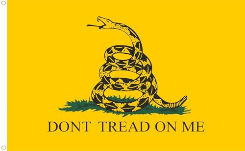 BANDERA DE GADSDEN. CALIDAD RASO PREMIUM 120D. TAMAÑO L GRANDE 150X90 CM.