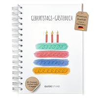 Gästebuch Geburtstag mit Fragen | 40 Doppel-Seiten | 7 verschiedene Steckbriefe inkl. Fragen | Fotoalbum Geburtstag | DIN A5