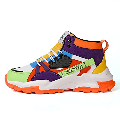 Men's Color Block Fashion Sneakers Walking Casual Athletic Shoes Chunky Platform Sneakers