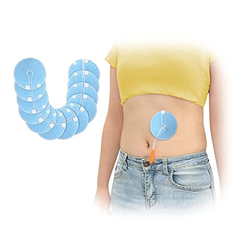 Gtube Button Covers Feeding Tube Pads Peg/Ng/J Tube Holder for Adult Nephrostomy Catheter Supplies Peritoneal Dialysis Accessories Reusable & Washable Soft Cotton Nursing Pads(12 Pack-Bule)