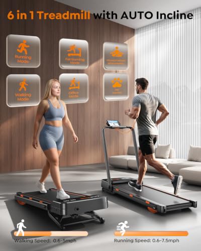 Image of Acezoe Foldable Treadmill with 15% AUTO Incline, 9 Levels Incline Walking Pad Treadmill with Handle Bar, Portable Treadmills for Home Small, 3.0HP Quiet Brushless, 0.6-7.5 MPH, 300LBS Capacity