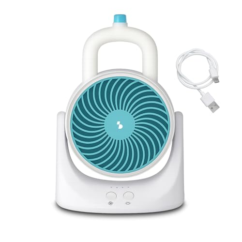 BEPER P206RAF202 Mini Enfriador de Aire USB con Luces LED, Aire Acondicionado Portátil de Mesa con 3 Velocidades, Bandejas para Hielo, Inclinación Ajustable, Ideal para el Hogar y la Oficina