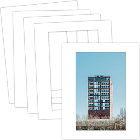 MBC MAT BOARD CENTER, 5 Pack 16x20 for 11x17 White Picture Mats Frame Mattes for Photos, Bevel Cut, Acid Free, 4-ply Thickness Cover