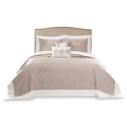 Madison Park Ashbury Bedspread Set - Luxury Textured Quilt, All Season, Large Lightweight Coverlet, Cozy Bedding, Matching Shams, Medallion Khaki, Oversized Queen (102 In X 118 In) #TOP7