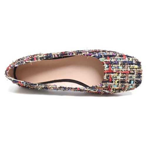 Image of ChaiRong Zhou Women Square Toe Ballets Flats Comfort Slip On Walking Shoes for Driving
