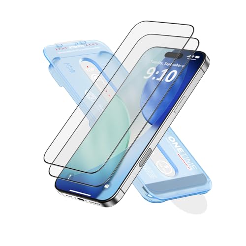FLOLAB NanoArmour ONETIME 2 Pack for iPhone 17 Pro Screen Protector Tempered Glass Ultra Clear InfinityEdge-to-Edge Easy Install Dust-Free Reinforced Edge