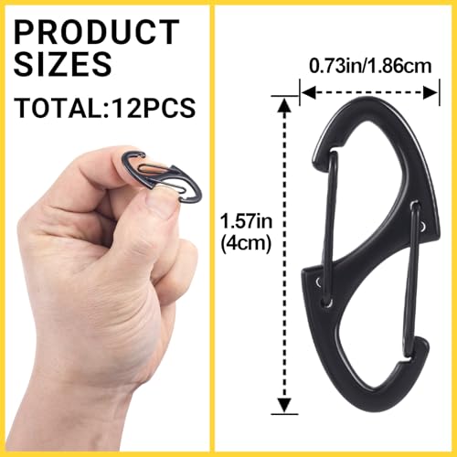 12 Pcs Zipper Clips Anti Theft Deterrent, Dual Opening Zippers Pull Replacement, Zipper Locks for Backpacks, Camping, Suitcases (Black)2