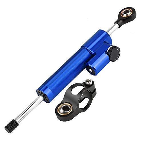 Stabilisateur d'amortisseur de direction - Stabilisateur d'amortisseur de direction en alliage d'aluminium de moto universelle (Couleur : Blue+Black)