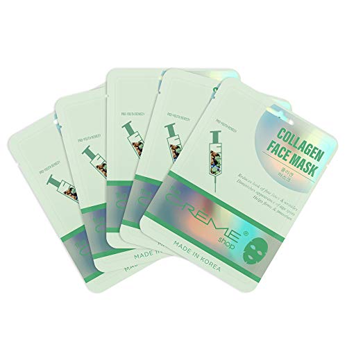 The CrÃ¨me Shop Korean Skincare Beauty Full Facial Advanced Sheet Daily Natural Essence easy-to-use Soothing - Collagen Face Mask(Pro Youth Remedy) 5 Piece Set