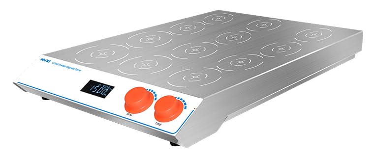 12 Multi-Position Magnetic Stirrer Lab Stirrer Mixer Magnetic Stirring with Mixing Points 12 Speed Range 30 to 1500rpm Mixing Position Distance 100mm Capacity 500ml Power 150W