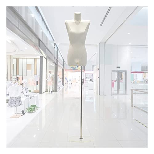 Female Mannequin Torso Body, Dummy Model Props Without Arms, Clothing Store Dress Form Display Stand Adjustable Height, Acrylic, 3 Styles (Beige (Beige Round ba