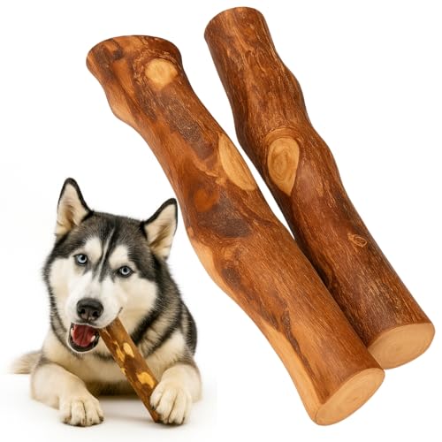 Olivenholz Kauknochen für Hunde – Kauholz & Hundespielzeug - Zahnpflege & langlebige Beschäftigung - Größe L (250–400g), Holzknochen - 2er Pack