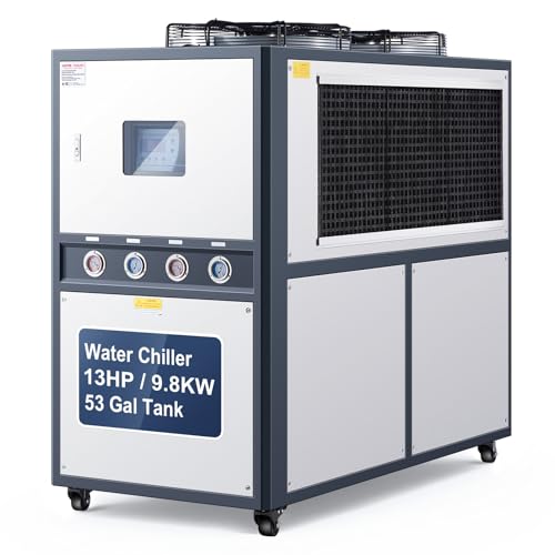 Image of VEVOR Air-Cooled Water Chiller, 16.67 HP, Industrial Water Chiller with 45,360 Kcal /h Cooling Capacity, Dual Compressor, 53 Gal Large Tank, LED Display, Cooler for Cooling Water, Not Air Conditioner