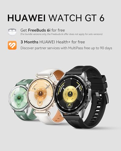 HUAWEI WATCH GT 6 41mm White + FreeBuds 6i White, AMOLED Touchscreen, up to 14 days battery life, 100+ Sports Mode, iOS & Android, All-day Health Monitoring, Emotional Wellbeing