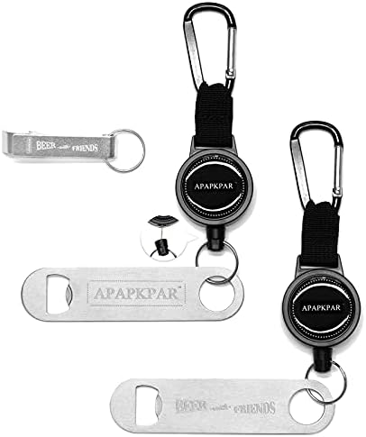 Bottle Opener Keychain Set, 2 Pcs Flat Stainless Steel Beer Openers, 1 Pc Pocket Claw Beer Bottle Opener, 2 Pcs Retractable Keychains, APAPKPAR