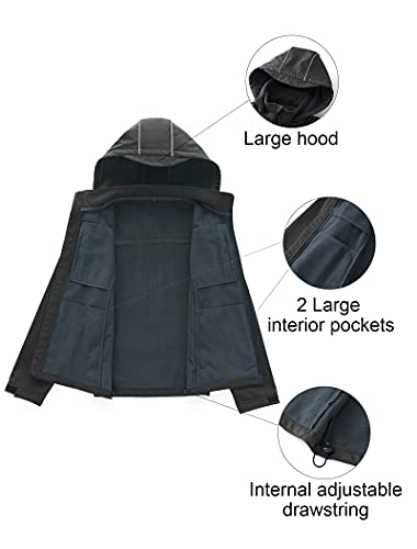 Creatmo Us Men's Water Repellent Coat Softshell Fleece Lined Reflective Jacket With Removable Hood Grey Xl #TOP2