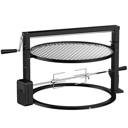 Skyflame Charkettle BBQ Grill Rotisserie System Kit with Adjustable Cooking Grate, Compatible with Weber 22-inch Kettle Grills