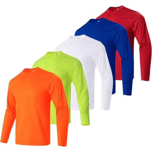TanBridge Men's Work T-Shirts Long Sleeve Shirt for Men Sun Protection Athletic Shirts 5 Pack