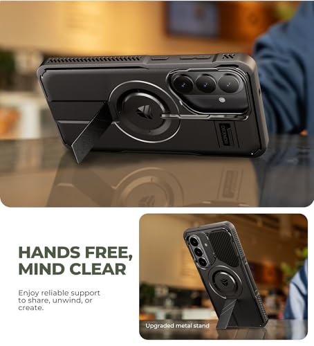 Image of Dexnor for Samsung Galaxy S26 Plus Case with Camera Cover & Adjustable Kickstand & Screen Protector, Compatible with MagSafe, Rugged Shockproof Bumper Cases Magnetic Protective Cover(2026),6.7 inch Black