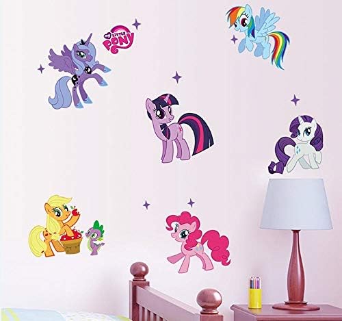 Wall Decal Stickers Pony Horses 6 Ponies Unicorn Kids Bedroom Nursery Daycare and Kindergarten Mural Home Decor DIY Self Adhesive Removable