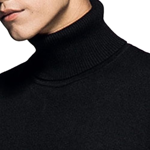 Men's High Neck Knitted Sweater Slim Fit Turtleneck Knit Sweaters Casual Knits Twisted Pullover Solid Sweater2