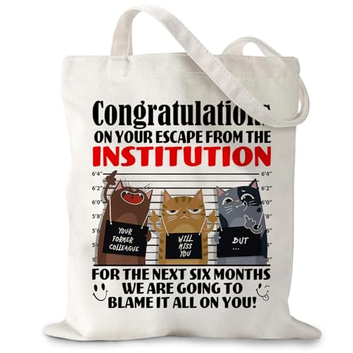 Funny Canvas Tote Bag, Womens Tote Bag Leaving Presents for Colleagues, Funny Leaving Gifts for Colleagues Women, Reusable Grocery Canvas Bag Retirement Gifts Congratulations on Your New Job