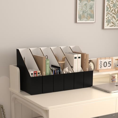 HORLIMER 12 Pièces Porte Revue Bureau A4 en Carton Kraft, Range Revue Bureau avec Étiquettes Inscriptibles-Boite Rangement Magazines & Documents, Noir – vue 6