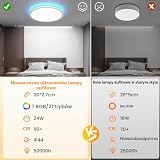 Tyreses lampa sufitowa LED ściemnialna za pomocą pilota, 24W RGB lampa sufitowa LED zmieniająca kolor, okrągłe oświetlenie sufitowe 3000K-6500K do sypialni, salonu, łazienki, pokoju dziecięcego Ø30CM