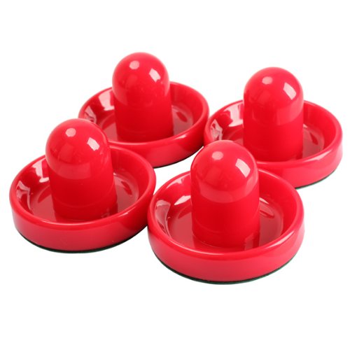 Vktech 4Pcs Air Hockey Table Goalies With 4Pcs Puck Felt Pusher Mallet Grip Red #TOP2