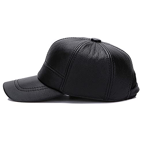 Chapeau de camionneur réglable unisexe en cuir véritable - 4