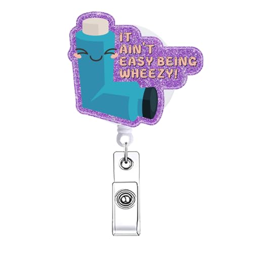 Lung Respiratory Therapist Badge Reel Retractable Accessories It Aint Easy Being Wheezy Nursing Student Funny Badge Holder with Alligator Clip Medical Assistant CNA RN Badge Clip ID Card