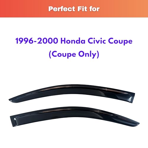 Image of KPY Rain Guards Fit for 1996-2000 Honda Civic Coupe, Out-Channel Window Visors Vent Wind Deflectors 2PC, Car Accessories for 96-00 Civic (Coupe Only)