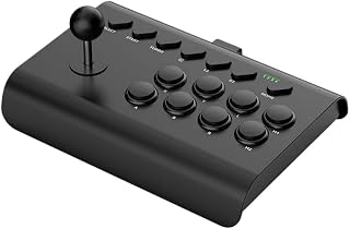 Gwrv PS4/PS3/Switch/PC/Android/iOS対応 アーケードスティック 格闘ゲーム用コントローラー 3接続方式 連射 マクロ設定 伸縮スマホブラケット付き (ブラック)
