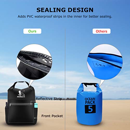 RUNACC Waterproof Dry Bag Backpack 20L Floating Dry Sack with Free Waterproof Phone Case for Beach, Kayaking, Camping, Boating, Swimming, Fishing, Hiking - Thumbnail 4