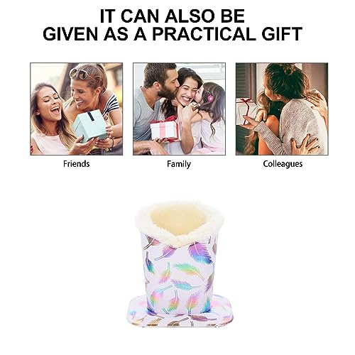 HOMSFOU Brillenhalter mit Plüschfutter, Brillenständer aus PU-Leder mit magnetischer Basis, Bürobrille, Schutzhülle, Sonnenbrille, weich, Getränkehalter für