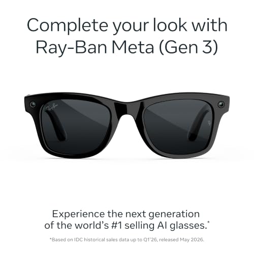 Image of Meta Ray-Ban (Gen 3) Wayfarer, Shiny Black, Transitions Grey, AI Glasses with Camera for Men, Women
