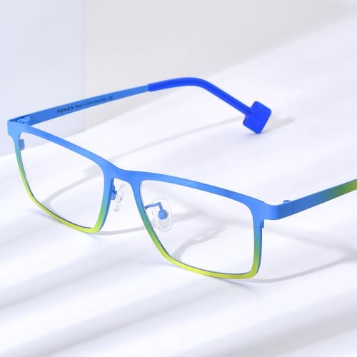Image of FONEX Colorful Pure Titanium Glasses Frame Women Retro Round Eyeglasses