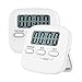 NIAGUOJI Lot de 2 minuteurs de cuisine numériques avec compte-rebours magnétique avec alarme forte, gros chiffres, support arrière, trou de suspension pour cuisine, douche, salle de bain(blanc)