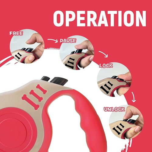 LIEVUIKEN Retractable Dog Leash Automatic Telescopic Tractor Dog Tape, Pet Tape 10/16 FT Durable and Convenient, with Folding Bowl, Dispenser, Rubbish Bags, Suitable for Small and Medium Dogs - Thumbnail 4