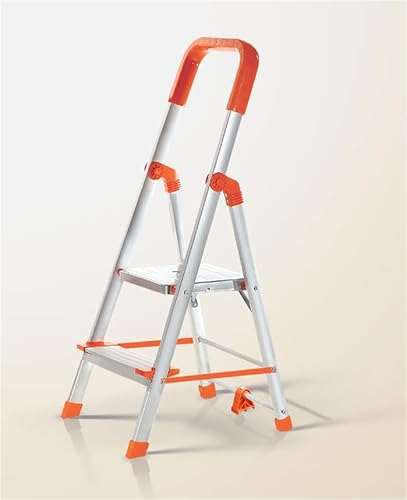 Image of Houza 2 Step Foldable Aluminium Step Ladder for Household, Lightweight and Anti-Slip Multipurpose 250 Kg Load Bearing with 5-Year Warranty