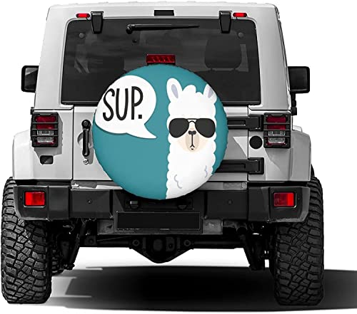 Image of Funny Llama Spare Tire Cover Dust-Proof Wheel Tire Cover Fit Trailer, RV, SUV and Many Vehicle 17 Inch