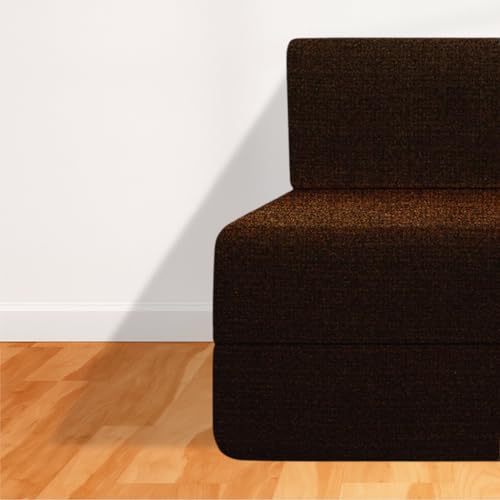 Image of CELLBELL Comfy Sofa Cum Bed 2.5x6 Feet | Foldable Dual Use Couch Bed with Soft Cushions, Washable Fabric Cover & Sturdy Frame | Space Saving Modern Design for Living Room, Bedroom & Guest Use (Brown)