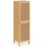 IDMarket   Armoire de Rangement EDHEN 1 Porte 3 étagères Bois et cannage