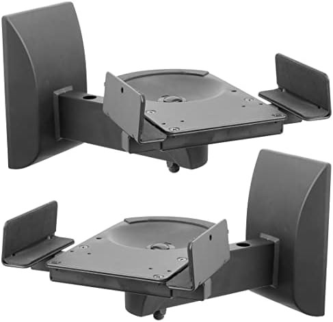 Mount-It! Speaker Wall Mounts, Pair of Universal Side Clamping Bookshelf Speaker Mounting Brackets, Large or Small Speakers, 2 Mounts, 55 Lbs Capacity, Black (MI-SB37)