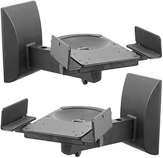 Mount-It! Speaker Wall Mounts, Pair of Universal Side Clamping Bookshelf Speaker Mounting Brackets, Large or Small Speakers, 2 Mounts, 55 Lbs Capacity, Black (MI-SB37)
