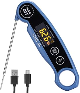 LED Rechargeable Meat Thermometer - AIMILAR Instant Read Digital Food Thermometer Kitchen with Magnet for Cooking Grilling and Smoking Oven Baking Cooking Oil Liquid
