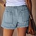 Cut Off Jean Shorts for Women High Waisted Distressed Denim Shorts with Pockets Lightweight Summer Elastic Waist Drawstring Short Pants Fashion Maternity Jean Short 90s Clothes for Women Streetwear